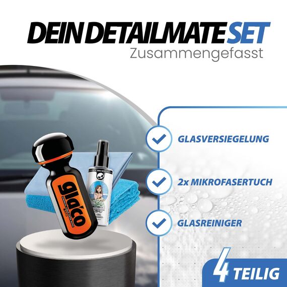 Scheibenversiegelung Set für Auto und Dusche - Lotuseffekt: Soft99 Ultra Glaco Glasversiegelung 70ml + Autoscheiben Glasreiniger 100ml + Glas Mikrofasertuch + flauschiges Poliertuch