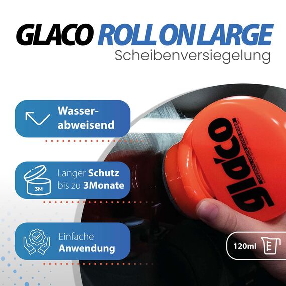 Detailmate Auto Scheiben Politur & Versiegelung Set: SOFT99 Glaco Roll On Large 120 ml + Glasreiniger + 2x Glas Mikrofasertuch + Poliertuch - Scheibenversieglung mit Lotuseffekt bis zu 2 Monate