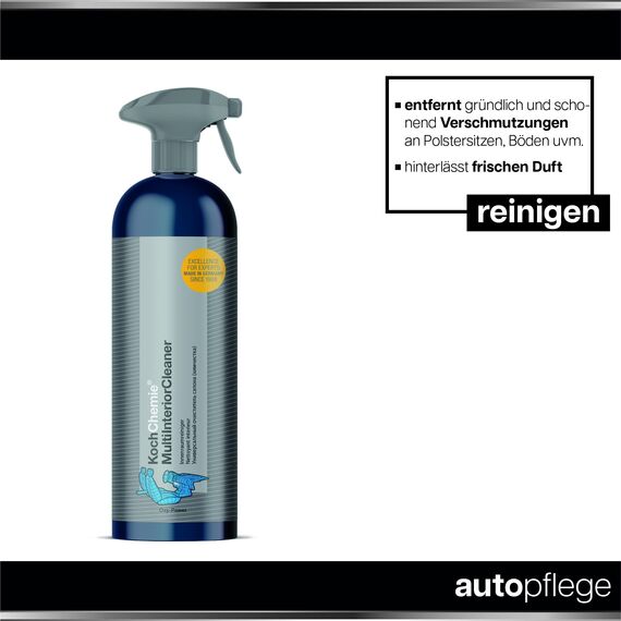 autopflege Auto Reinigungsset Innenraum | Koch Chemie Multi Interior Cleaner 750ml Innenraumreiniger + Mikrofasertuch + Mikrofaser Pad |Effiziente Reinigung von Polster Textil Kunststoff