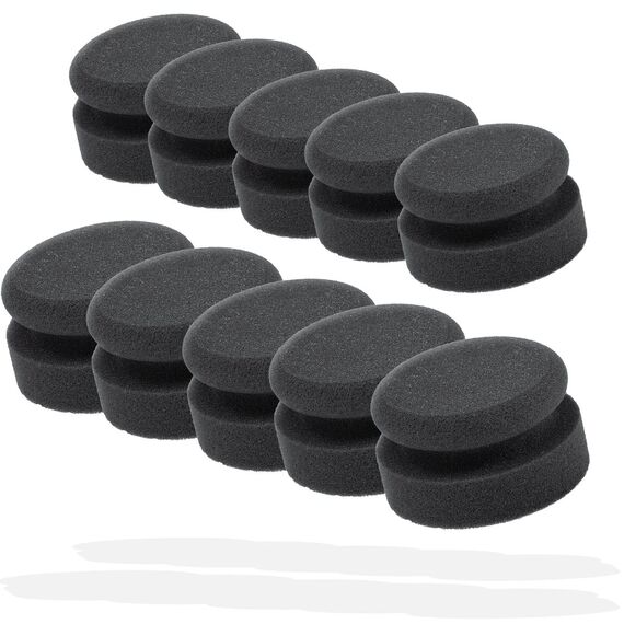 detailmate Autopflege - Made in Germany - 10er Pack Handpolierschwamm medium, schwarz, Ø90mm, aus Premium Schaumstoff für Handpolitur/Wachse/Applikator Pflegeprodukte auf Kunststoff, Reifen