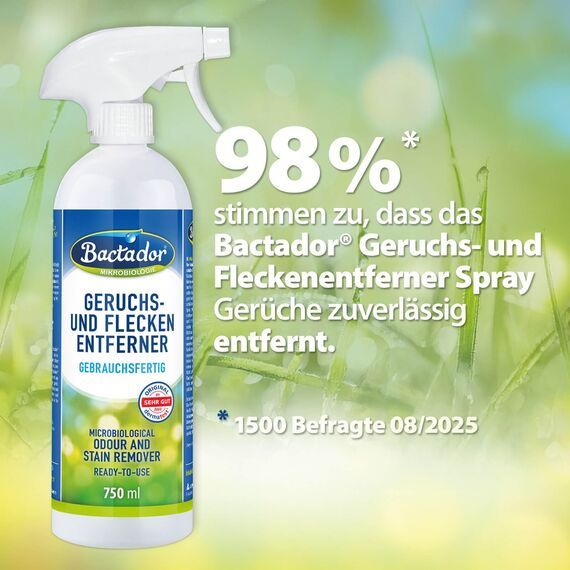 Bactador Enzymreiniger Nagerkäfig Spray 500ml - Geruchsentferner & Reiniger - Gegen Kot, Urin & Tiergerüche - Mikrobiologischer Geruchsneutralisierer - Porentiefe Reinigung in der Nagerumgebung