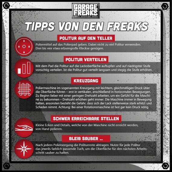 Garage Freaks Autopolitur made by menzerna - Medium Cut - Step 2- Hologrammentferner 250ml - Politur - mittlerer Schleifgrad - Hologrammentfernung - silikonfrei - made in Germany