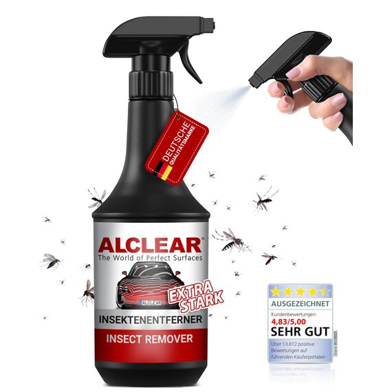 ALCLEAR 721IX Insektenentferner extra für Auto & Motorrad – 1000 ml Vorreiniger für Lack, Kunststoff und Chrom – löst schnell & schonend selbst hartnäckige & angetrocknete Insektenverschmutzungen
