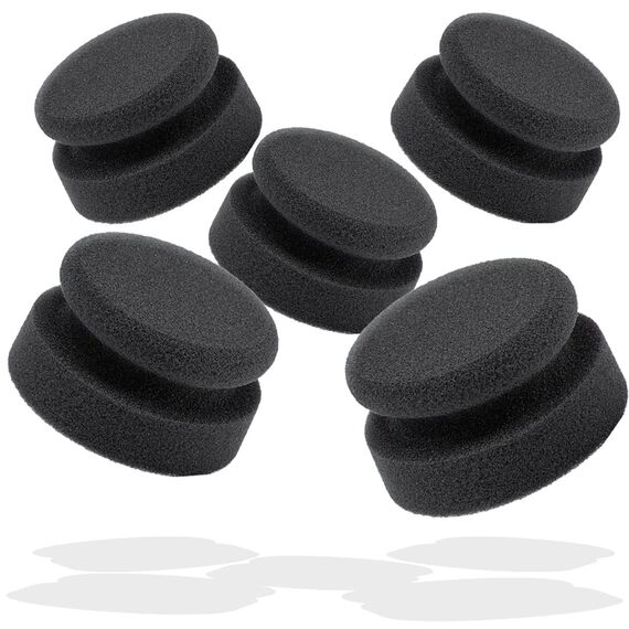 detailmate Autopflege - Made in Germany - 5er Pack Handpolierschwamm medium, schwarz, Ø90mm, aus Premium Schaumstoff für Handpolitur/Wachse/Applikator Pflegeprodukte auf Kunststoff, Reifen