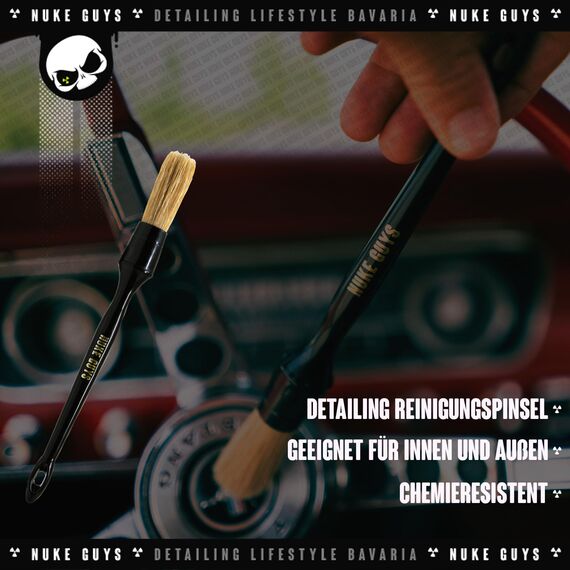 Nuke Guys Auto Reinigungsset Innenraum | Innenraumreiniger + Glasreiniger + 1x Fenstertuch + Auto Duft + Cockpit Tücher Glänzend + 1x Detailing Pinsel + 1x Mikrofasertuch | Autopflege Set