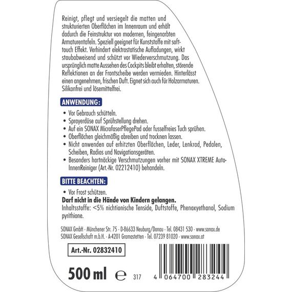 SONAX Innenraum+Scheibe-Set inkl. Tasche (11-teilig) Innenraumreinigung- & Pflege für einen gepflegten Innenraum | Art-Nr. 07688000