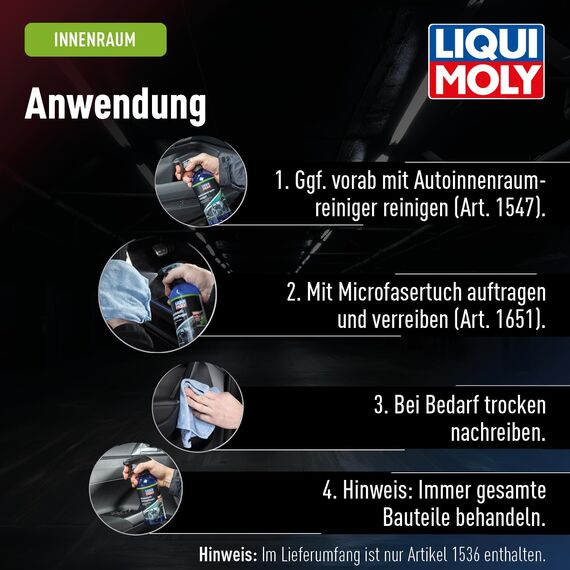 LIQUI MOLY Kunststofftiefenpfleger, Art.-Nr. 1536 I 500 ml Kunststoffpflege Spray für den Auto-Innenraum I Pflegt & dringt tief ins Material ein I Kunststoff Auffrischer für seidenmatten Glanz