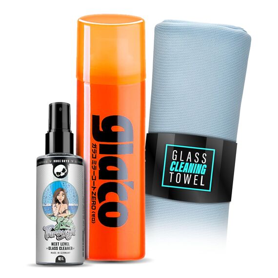 Spiegel & Kamera Versiegelung Set: Soft99 Glaco Mirror Coat Zero 40ml - wasserabweisender lotuseffekt + Glasreiniger 100ml + 40x40cm Mikrofasertuch zur Glas-/ und Kunststoffreinigung