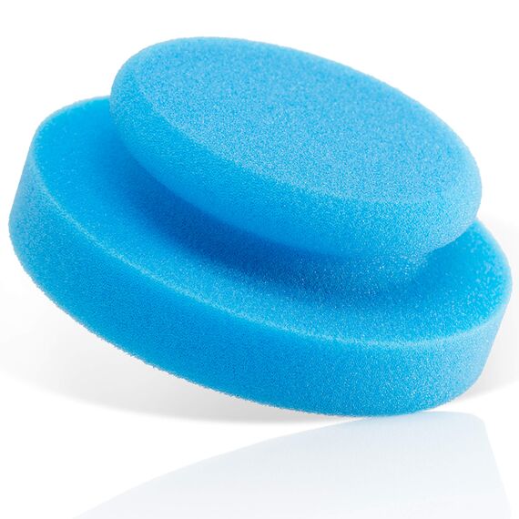 detailmate Autopflege - Made in Germany - Handpolierschwamm - Medium Cut Foam, blau, Ø 130/50mm aus Premium Schaumstoff für Handpolitur/Wachse/Applikator für Pflegeprodukte auf Kunstoff, Reifen