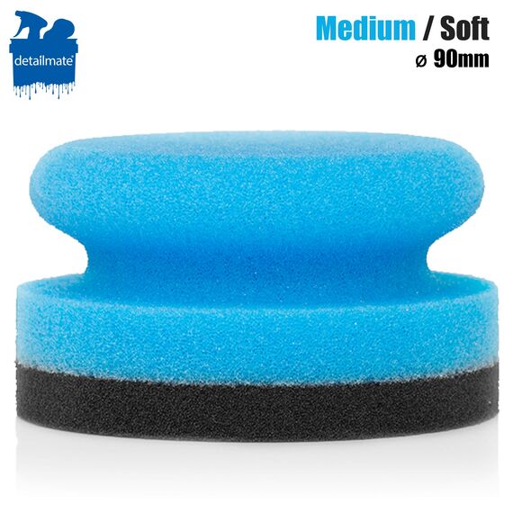 Detailmate Autopflege - Made in Germany - Polierschwämme aus Premium Schaumstoff für Handpolitur/Wachse/Applikator für Pflegeprodukte auf Kunstoff, Reifen, etc. (Medium/Soft- Ø90mm)
