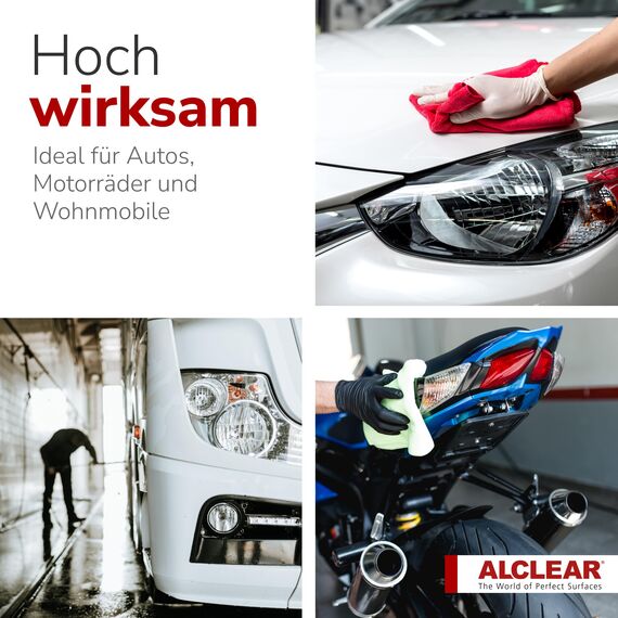 ALCLEAR 721IX Insektenentferner extra für Auto & Motorrad – 1000 ml Vorreiniger für Lack, Kunststoff und Chrom – löst schnell & schonend selbst hartnäckige & angetrocknete Insektenverschmutzungen