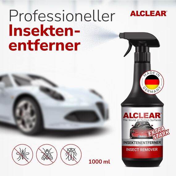 ALCLEAR 721IX Insektenentferner extra für Auto & Motorrad – 1000 ml Vorreiniger für Lack, Kunststoff und Chrom – löst schnell & schonend selbst hartnäckige & angetrocknete Insektenverschmutzungen