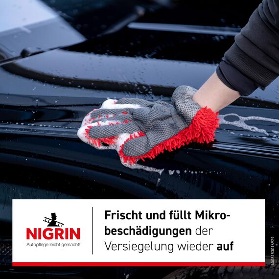 NIGRIN Performance Ceramic Shampoo für Autowäsche, intensive Schmutzlösewirkung, mit Abperleffekt, Schutz vor Neuverschmutzung, 500 ml, rot