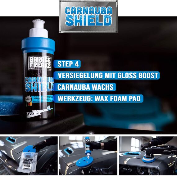 Garage Freaks Wachsversiegelung made by menzerna - Protection Carnauba Shield Wax Sealant - Step 4 - Versiegelung 250ml - Politur - Carnaubawachs - silikonfrei