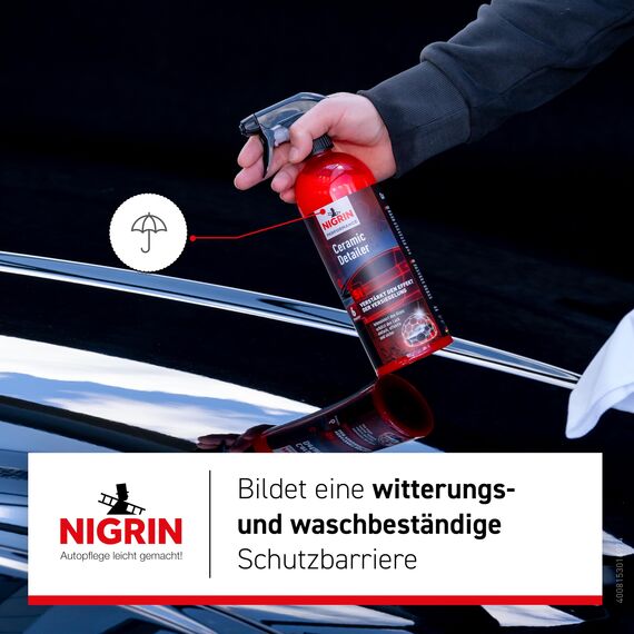 NIGRIN Performance Ceramic Detailer, verstärkt den Effekt der Versiegelung, geeignet für folierte Fahrzeuge und unbehandelte Original-Lacke, 750 ml, rot