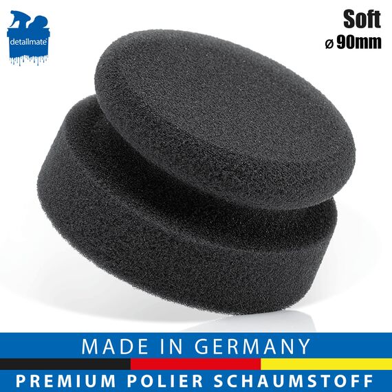 Detailmate Autopflege Polierschwamm Set - Made in Germany - Applikator Medium 90/130mm, Soft & Soft/Medium - Für Handpolitur, Wachse, Pflegeprodukte