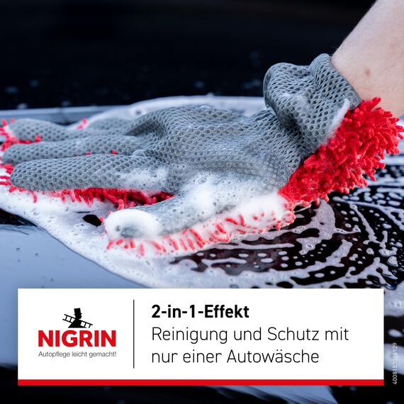 NIGRIN Performance Ceramic Shampoo für Autowäsche, intensive Schmutzlösewirkung, mit Abperleffekt, Schutz vor Neuverschmutzung, 500 ml, rot