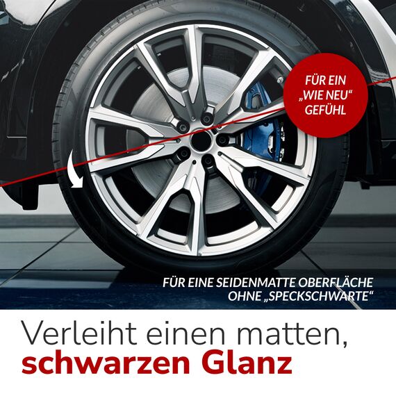 ALCLEAR 721RK Reifenglanz 1000 ml, mit Auftragsschwamm, seidenmatt, UV-Schutz, farbauffrischend,für Reifenflanken, Kunststoff, Türgummi, Gummipflege, Autopflege, Fahrzeugaufbereitung, Auto Detailing