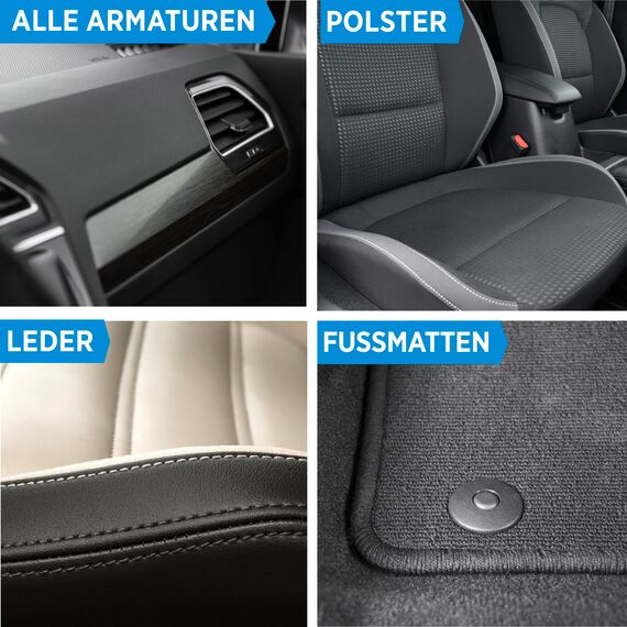 PRINOX Profi Auto Innenraum Reiniger Set 500ml - Cockpitpflege für die Innen Reinigung von Kunststoff, Polster, Leder & Armaturen - Autopflege Innenraumreiniger mit Bürste - Cockpit Reiniger