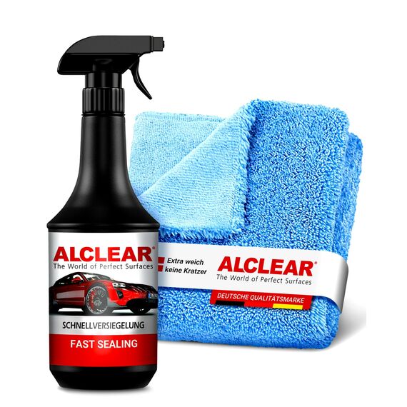 ALCLEAR 711000SV Lackversiegelung Spray – 1000 ml Sprühversiegelung mit Mikrofasertuch für Auto, Motorrad & Caravan – schützt Lack, frischt Glanz auf, wasserabweisend – silikonfrei – Made in Germany