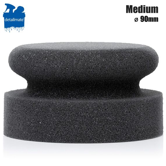 detailmate Autopflege - Made in Germany - Handpolierschwamm medium, schwarz, Ø90mm, Made in Germany aus Premium Schaumstoff für Handpolitur/Wachse/Applikator Pflegeprodukte auf Kunstoff, Reifen