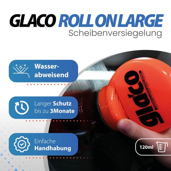 detailmate Scheibenversiegelung Set für Auto und Dusche - perfekter Lotuseffekt: Soft99 Glaco Roll On Large 120 ml + Scheiben Glasreiniger 100ml + Glas Mikrofasertuch + flauschiges Poliertuch