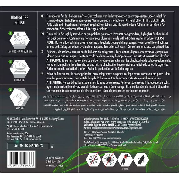 SONAX PROFILINE PerfectFinish (5 Liter) Finishpolitur zum 1-stufigen Polieren von lokal ausgeschliffenen Lackschäden wie Staubeinschlüssen oder Läufern, Art-Nr. 02245000