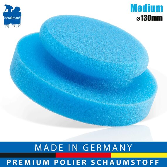 detailmate Autopflege - Made in Germany - 10er Pack Handpolierschwamm - Medium Cut Foam Ø 130/50mm aus Premium Schaumstoff für Handpolitur/Wachse/Applikator für Pflegeprodukte auf Kunststoff, Reifen