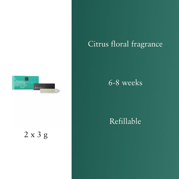 RITUALS Parfüm Karma Auto Lufterfrischer – Duft mit Lotus und weißem Tee – Elegante Holzhalterung – 6 g