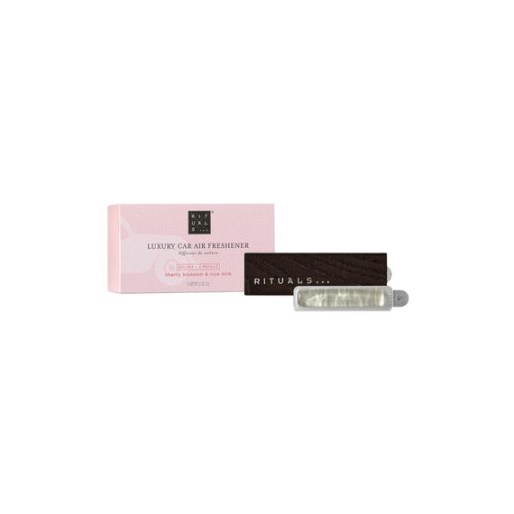 RITUALS Auto Parfüm Sakura Car Air Freshener – Auto Duft mit Kirschblüten und Reismilch Aroma – Auto Lufterfrischer mit eleganter Holzhalterung Weiß - Sakura– 6 g