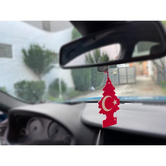 WUNDER-BAUM Auto-Lufterfrischer I Anhänger für langanhaltenden Duft im Auto oder zu Hause I Ay Yildiz Türkische Flagge (Vanille), 1 Stück
