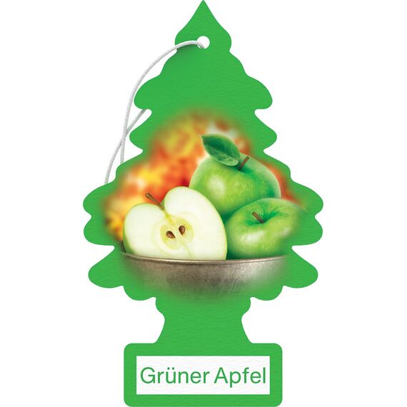 WUNDER-BAUM Auto-Lufterfrischer I Anhänger für langanhaltenden Duft im Auto oder zu Hause I Grüner Apfel, 1 Stück