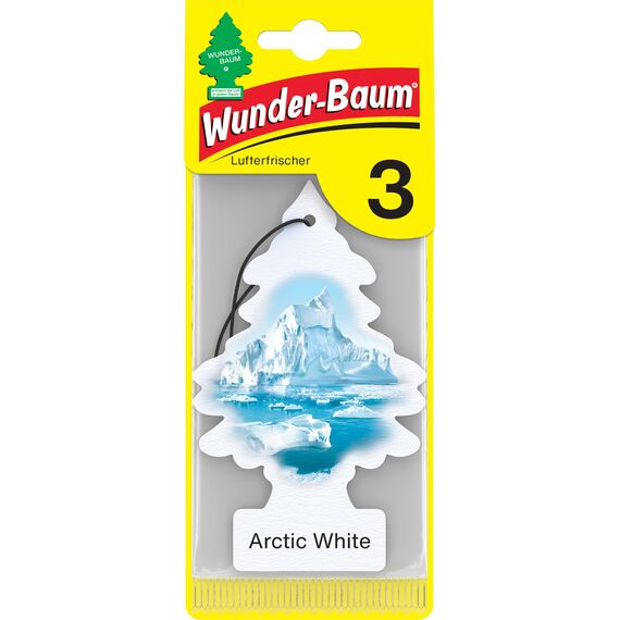 WUNDER-BAUM Auto-Lufterfrischer I Anhänger für langanhaltenden Duft im Auto oder zu Hause I Arctic White, 3 Stück