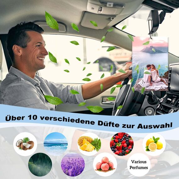 Duft Auto Personalisiert mit Text und Foto Auto Parfüm Lustig Selbst Gestalten Auto Deko Personalisierter Lufterfrischer für Auto, Zuhause, Geschenk,Familie (Rechteck)