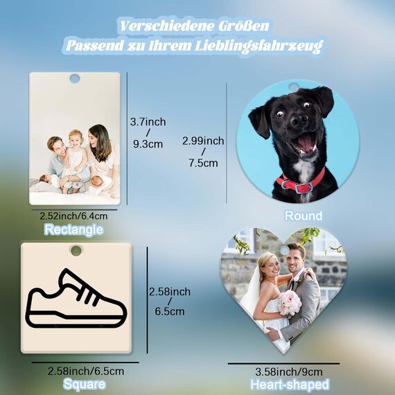 Duft Auto Personalisiert mit Text und Foto Auto Parfüm Lustig Selbst Gestalten Auto Deko Personalisierter Lufterfrischer für Auto, Zuhause, Geschenk,Familie (Rechteck)
