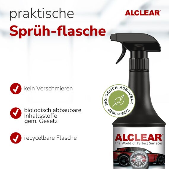 ALCLEAR 721RK Reifenglanz 1000 ml, mit Auftragsschwamm, seidenmatt, UV-Schutz, farbauffrischend,für Reifenflanken, Kunststoff, Türgummi, Gummipflege, Autopflege, Fahrzeugaufbereitung, Auto Detailing