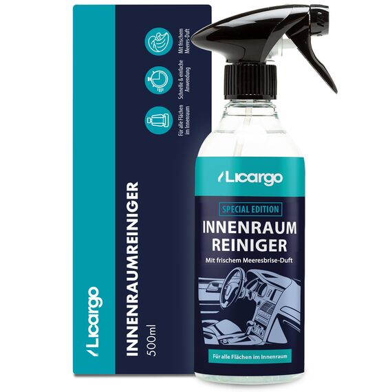 LICARGO Auto Innenraum Reiniger - Meeresbrise Duft (500ml) - Cockpitpflege für die Innen Reinigung von Kunststoff, Armaturen, Polster & Leder - Autopflege, Autoreinigung, Cockpit Reiniger Auto