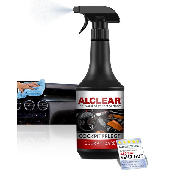 ALCLEAR 721CP Cockpitpflege 1000 ml – Seidenglanz Innenraumreiniger für Kunststoff, Vinyl und Leder – antistatisch, UV-Schutz, staubabweisend – duftneutral – Made in Germany