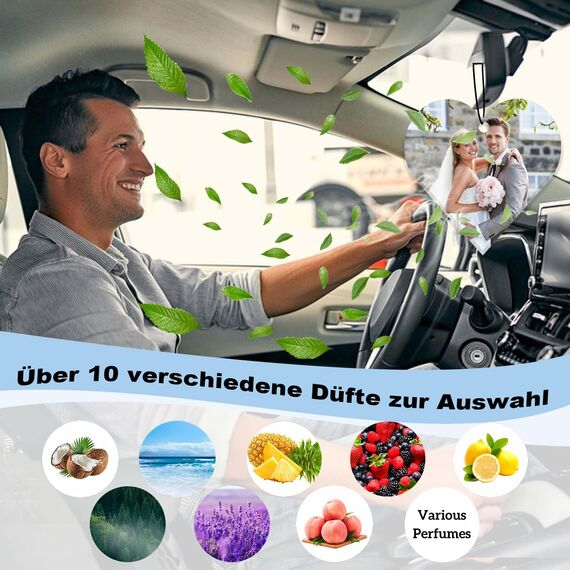 Duft Auto Personalisiert mit Text und Foto Auto Parfüm Lustig Selbst Gestalten Auto Deko Personalisierter Lufterfrischer für Auto, Zuhause, Geschenk,Familie (Herzförmig)