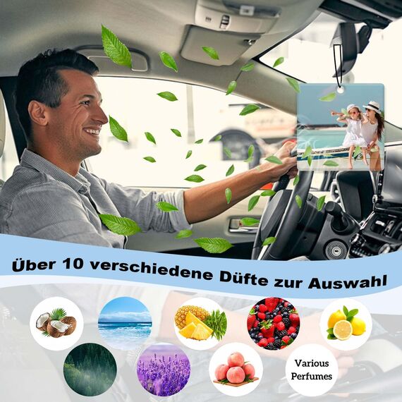 Duft Auto Personalisiert mit Text und Foto Auto Parfüm Lustig Selbst Gestalten Auto Deko Personalisierter Lufterfrischer für Auto, Zuhause, Geschenk,Familie (Quadrat)