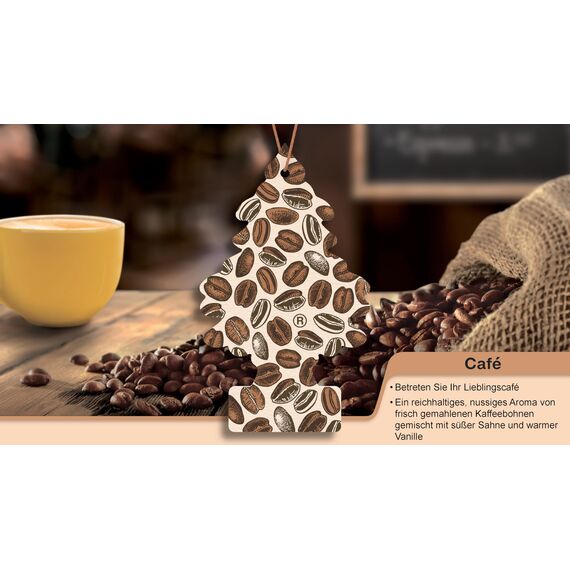 WUNDER-BAUM Auto-Lufterfrischer I Anhänger für langanhaltenden Duft im Auto oder zu Hause I Café, 1 Stück, 18.9 x 7.6 x 0.5 cm; 10 Grams (Packung mit 2)