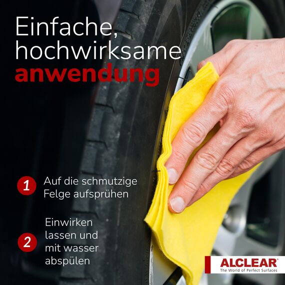 ALCLEAR 721FR Felgenreiniger mit Farbindikator – Säurefrei & Materialschonend – Entfernt Bremsstaub & Flugrost – 1000 ml – Für Alu- & Stahlfelgen – Lila Farbeffekt – Autopflege Made in Germany