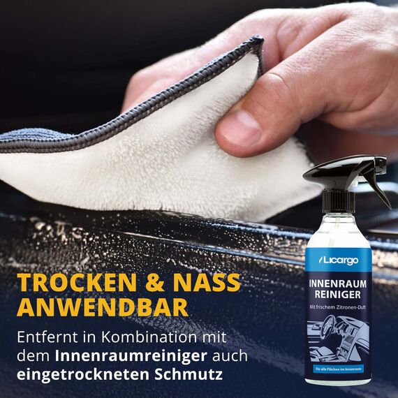 LICARGO® Innenraum Pads (3 Stück) - porentiefe Reinigung von Kunststoff, Polster, Leder & Armaturen - wie Mikrofasertücher Auto Innenraum Reiniger Pads, Auto Zubehör Innenraum Reinigung, 13x8cm