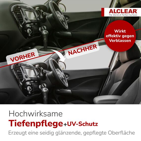 ALCLEAR 721CP Cockpitpflege 1000 ml – Seidenglanz Innenraumreiniger für Kunststoff, Vinyl und Leder – antistatisch, UV-Schutz, staubabweisend – duftneutral – Made in Germany