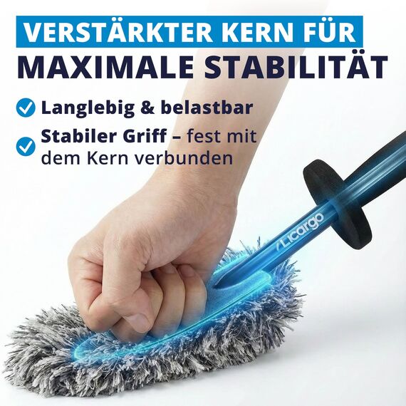 LICARGO Mikrofaser Felgenbürste extra dünn - erreicht Enge Speichen & tiefes Felgenbett - Stabiler Kern, schonend für alle Felgen - Felgenbürste Auto für präzise Felgenreinigung (36cm lang)