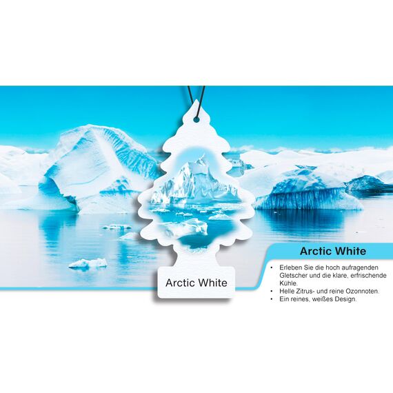 WUNDER-BAUM Auto-Lufterfrischer I Anhänger für langanhaltenden Duft im Auto oder zu Hause I Arctic White, 1 Stück