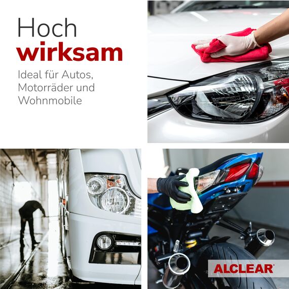 ALCLEAR 721IE Insektenentferner – 1000 ml Spray für Auto & Motorrad – entfernt Insektenreste & Flugrost – für Lack, Glas, Kunststoff, Chrom, Gummi – Vorreiniger zur Karosseriepflege vor der Autowäsche