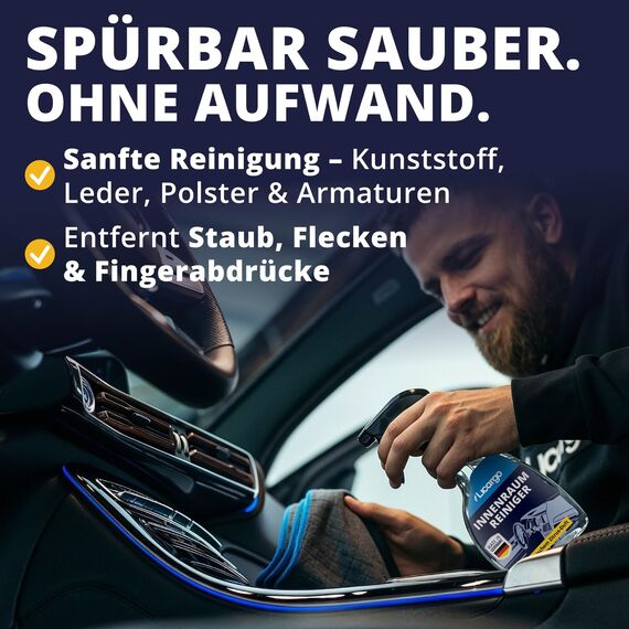 LICARGO Innenraumreiniger Auto 500 ml - Neuwagen-Frische in Minuten - Kraftvoll & schonend - Cockpitpflege Auto für Kunststoff, Leder & Armaturen - Polsterreiniger & Cockpitspray für den Innenraum