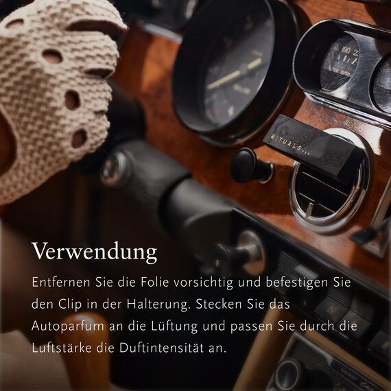 RITUALS Parfüm Hammam Auto Lufterfrischer – Duft mit Eukalyptus und Rosmarin – Elegante Holzhalterung – 6 g