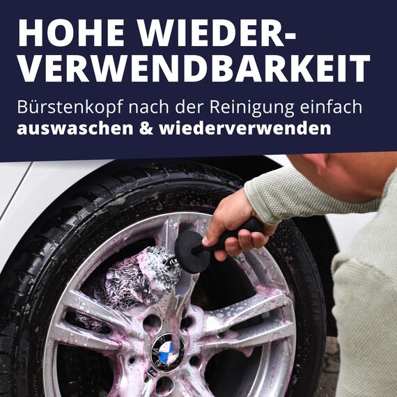 LICARGO Biegbare Mikrofaser Felgenbürste - Flexibler Bürstenkopf für schwer erreichbare Stellen - Microfaser Felgenbürste Alufelgen biegbar - Auto Felgenbürste - Flexible Felgenreiniger Bürste